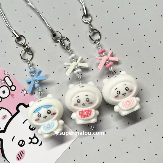 Flocking Cute Chiikawa Phone Chain