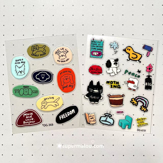 Mini Transparent Minimalist Jelly Sticker Set Of 2