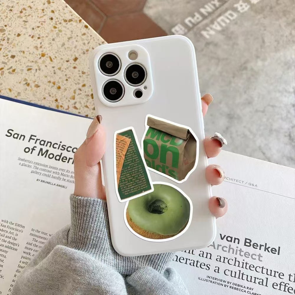 62Pcs Green IG Style Minimalist And Chill Waterproof Stickers
