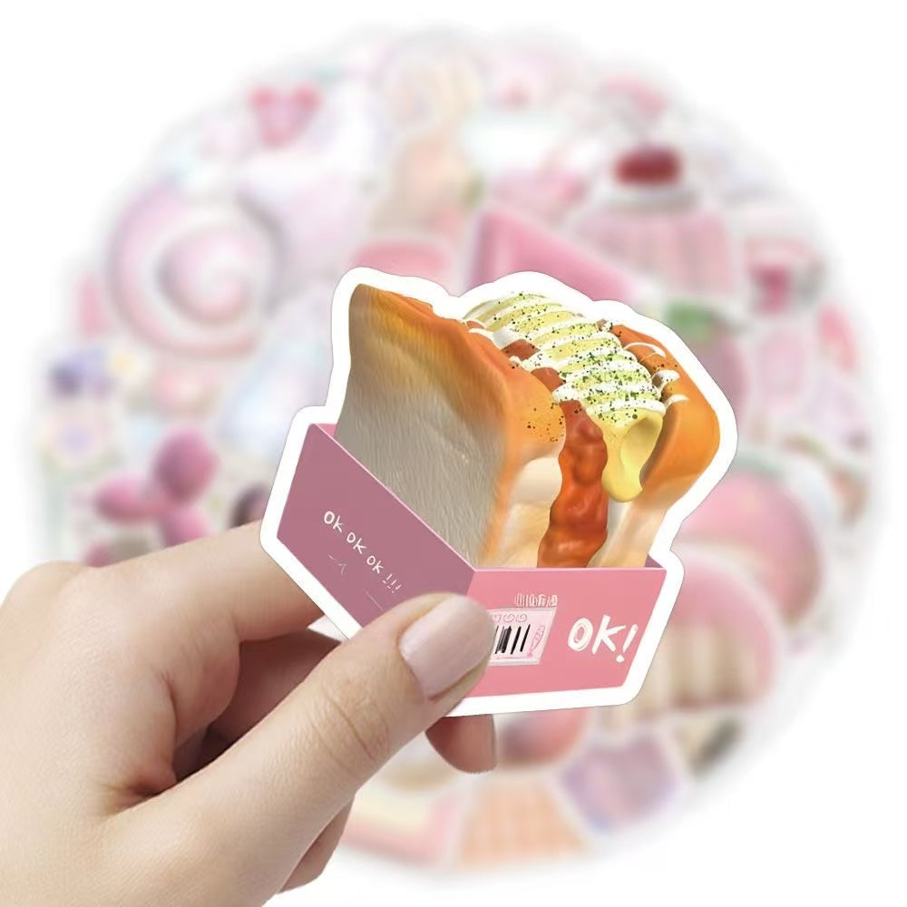 63pcs Pink Cartoon Waterproof Stickers
