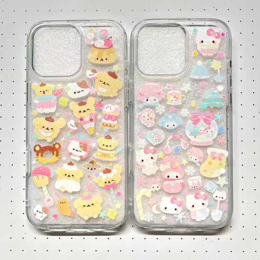 Pompompurin Kitty Mymelody Piano Handmade Sticker Phone Case (Resin Ver.)