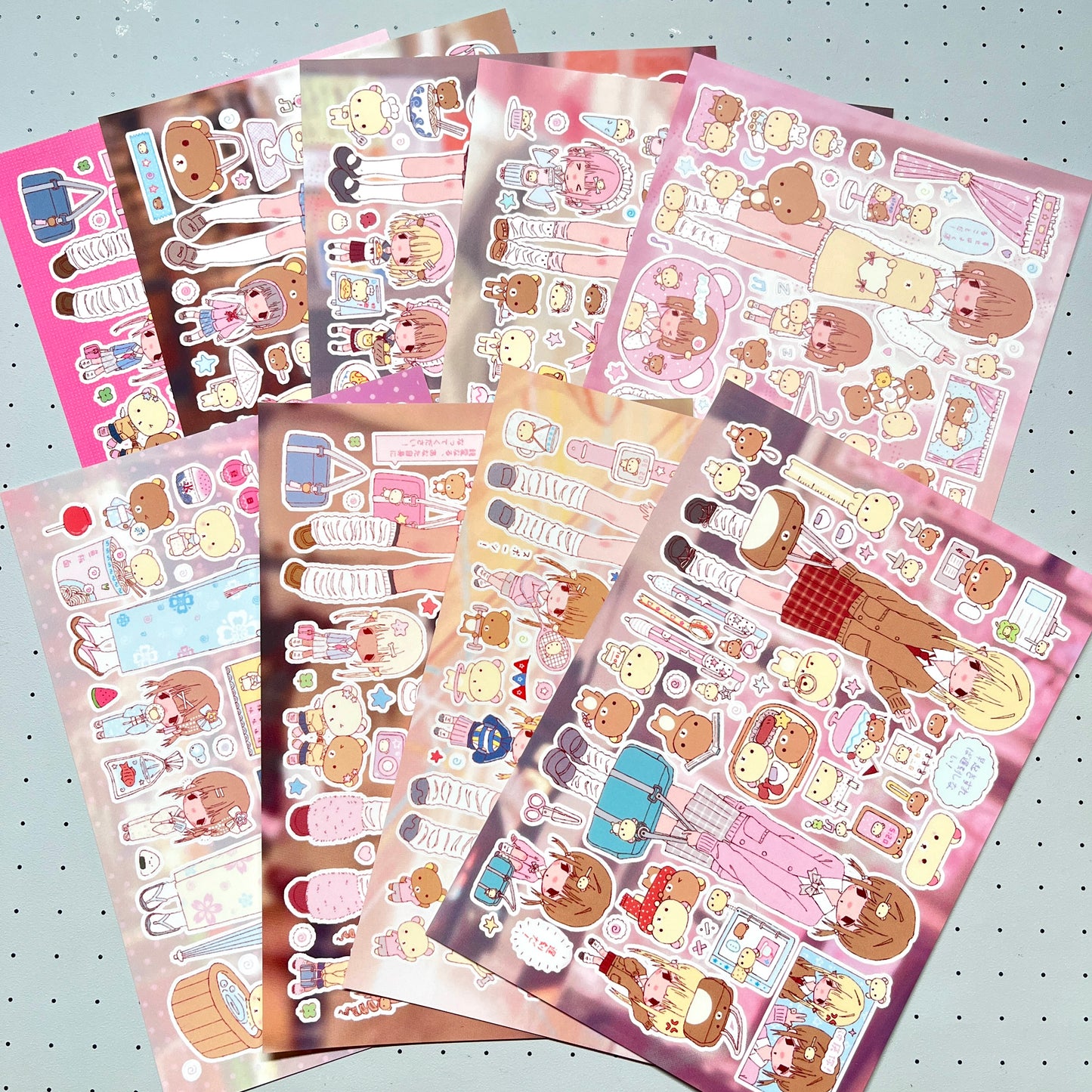 8 Sheets Vintage Rilakkuma Theme for Girls Sticker Sheets