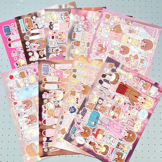 8 Sheets Vintage Rilakkuma Theme for Girls Sticker Sheets