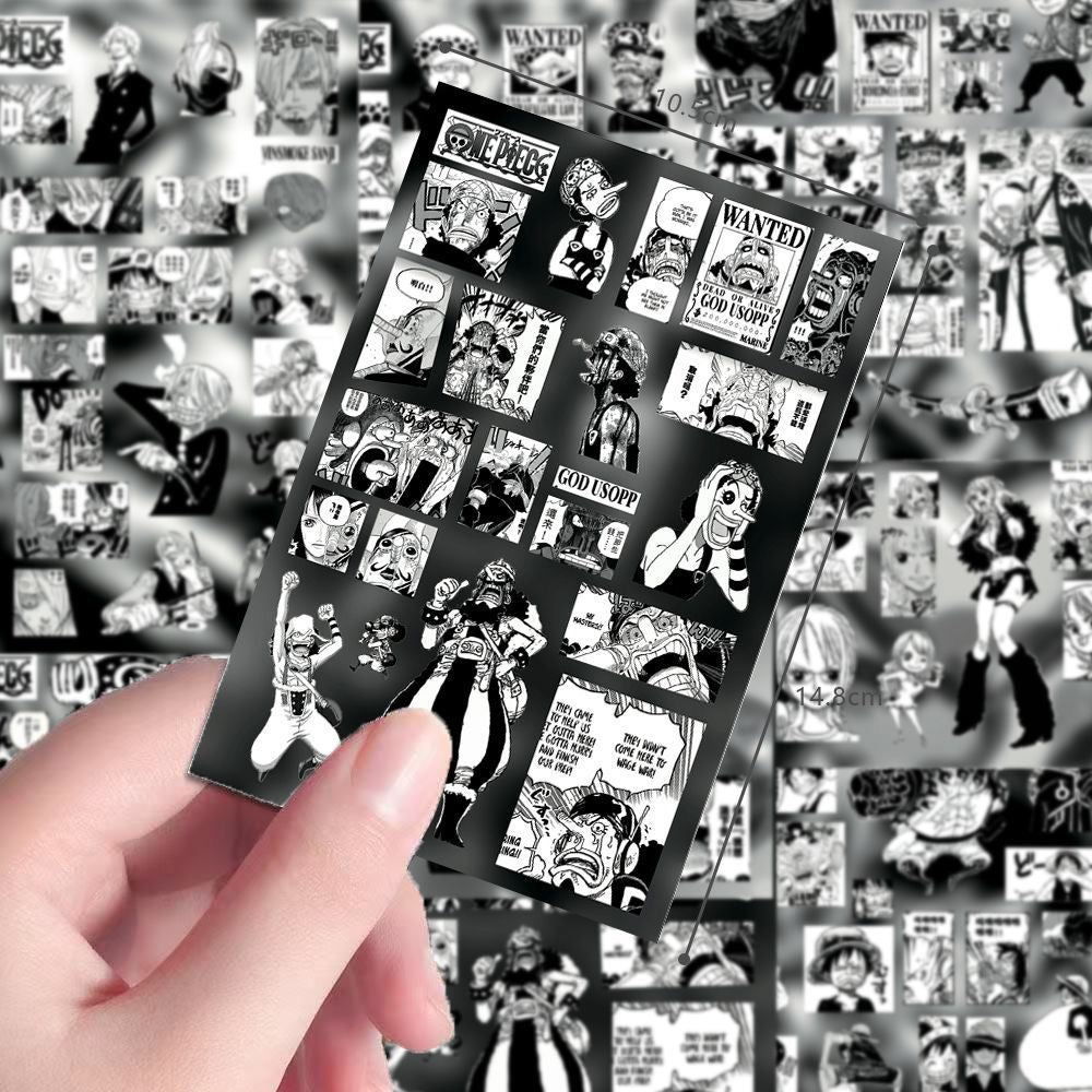 8 Sheets One Piece Black And White Stickers