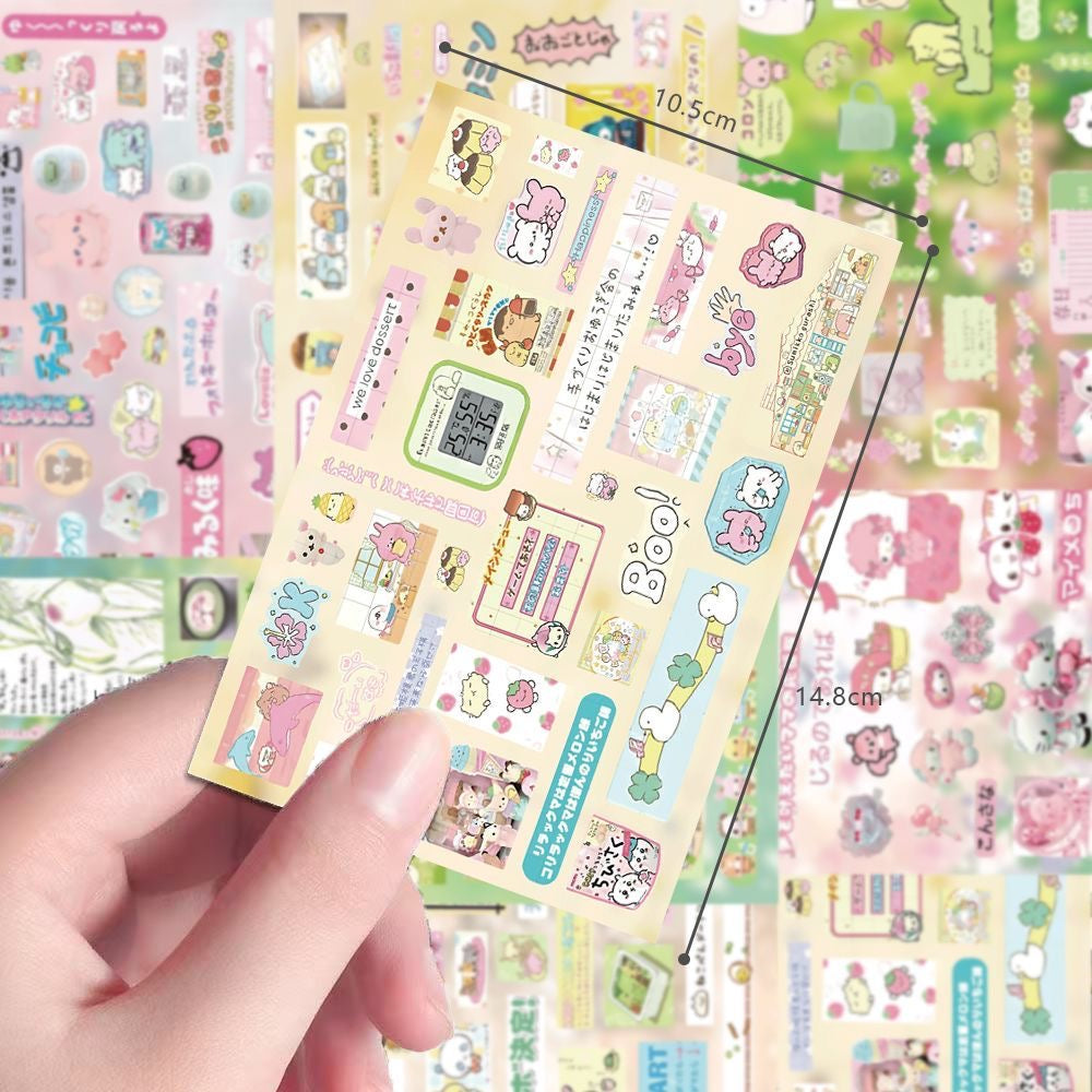 8 Sheets ‌Pink And Green Cuties Stickers