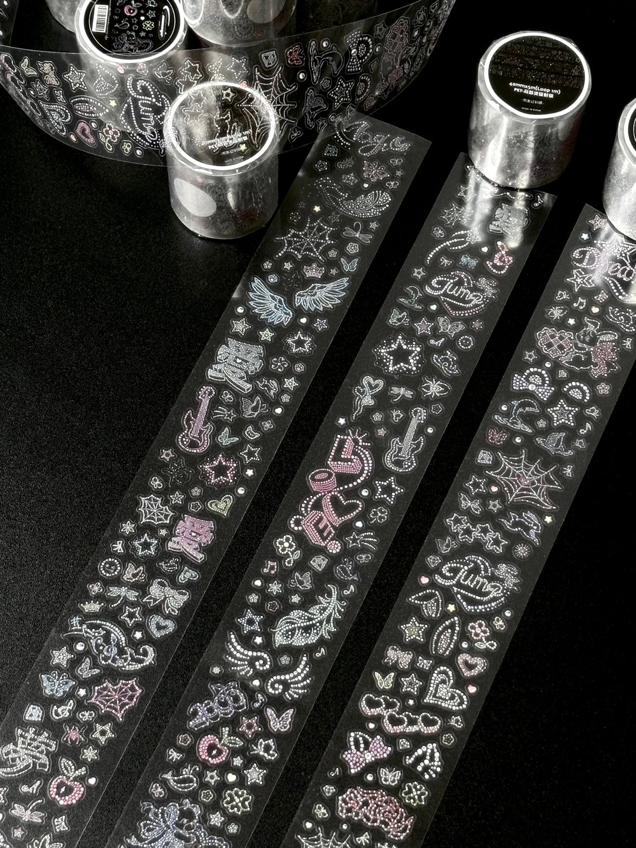 1M Mini Imitation Rhinestone Y2K Millennium Transparent Sticker Roll