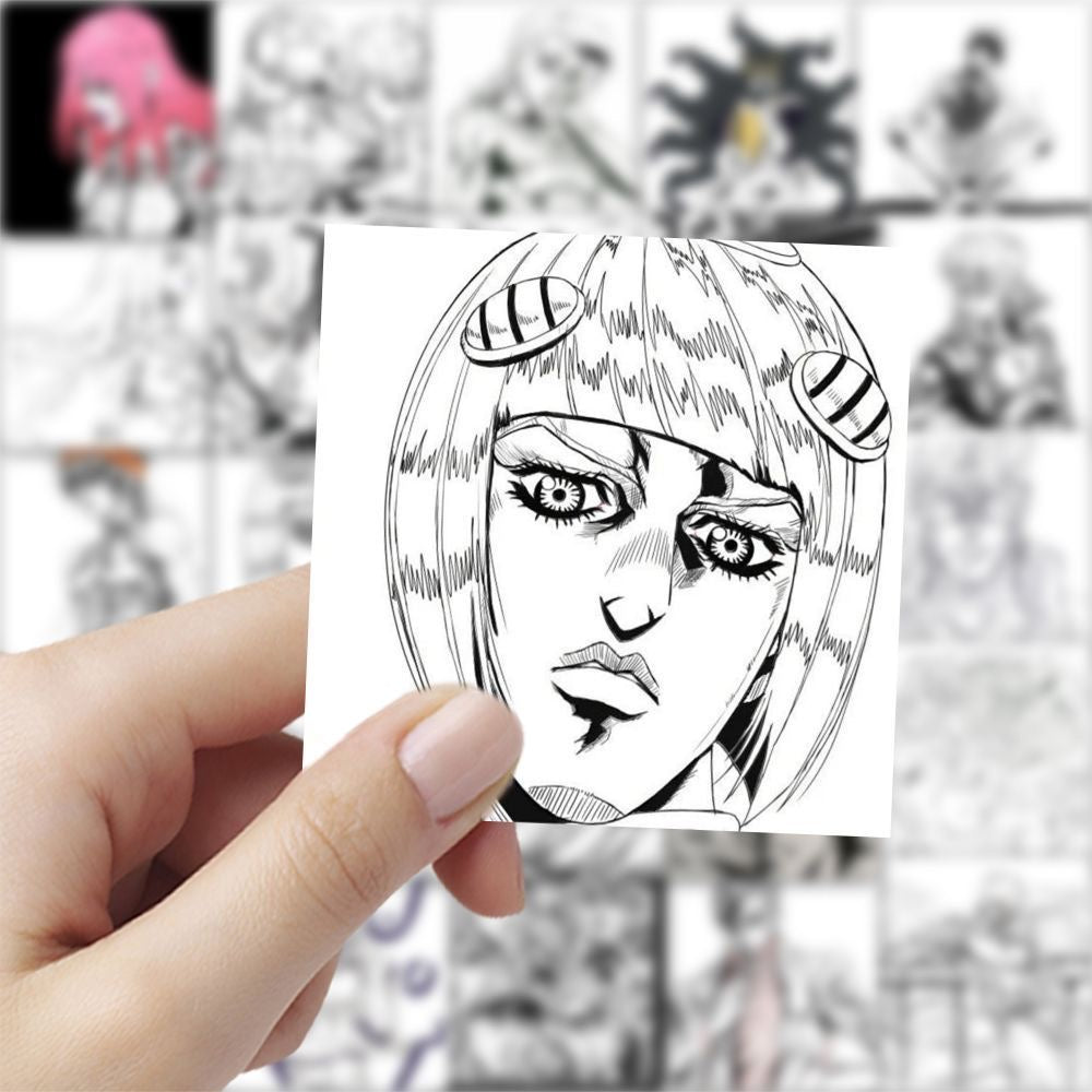 59Pcs Jojo's Bizarre Adventure Black And White Stickers A