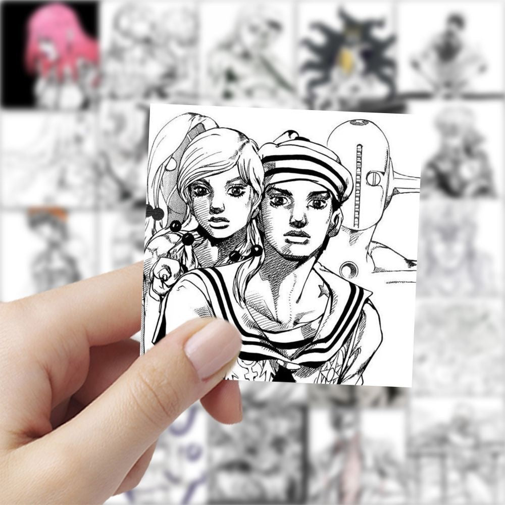 59Pcs Jojo's Bizarre Adventure Black And White Stickers A