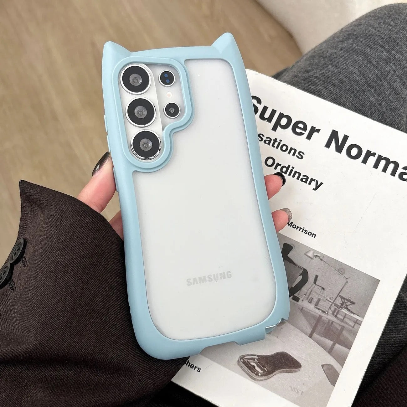 Colorful Border Cat Ear DIY Samsung Clear (MagSafe) Case