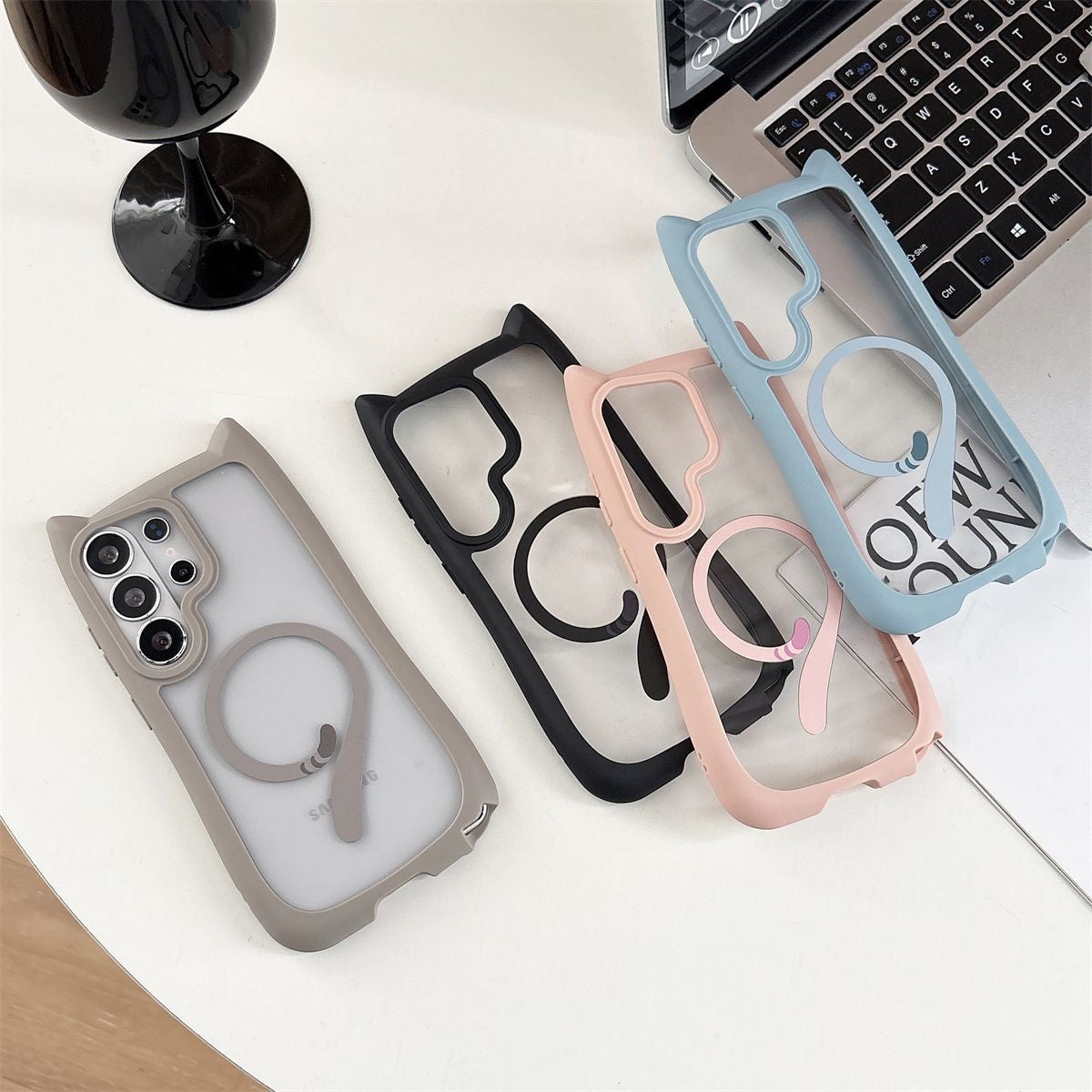 Colorful Border Cat Ear DIY Samsung Clear (MagSafe) Case
