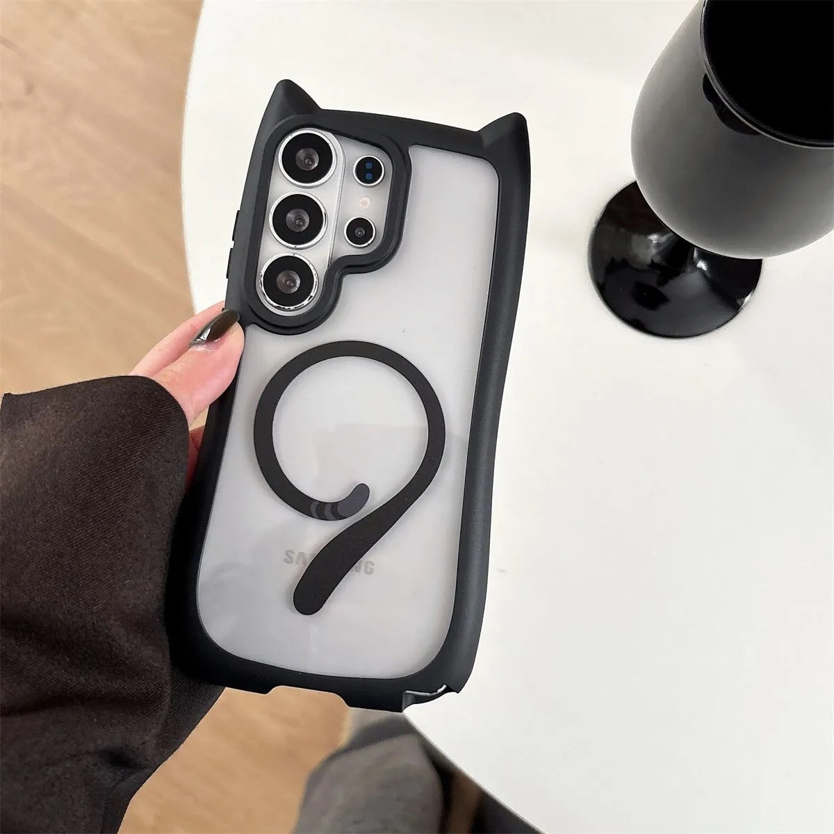 Colorful Border Cat Ear DIY Samsung Clear (MagSafe) Case