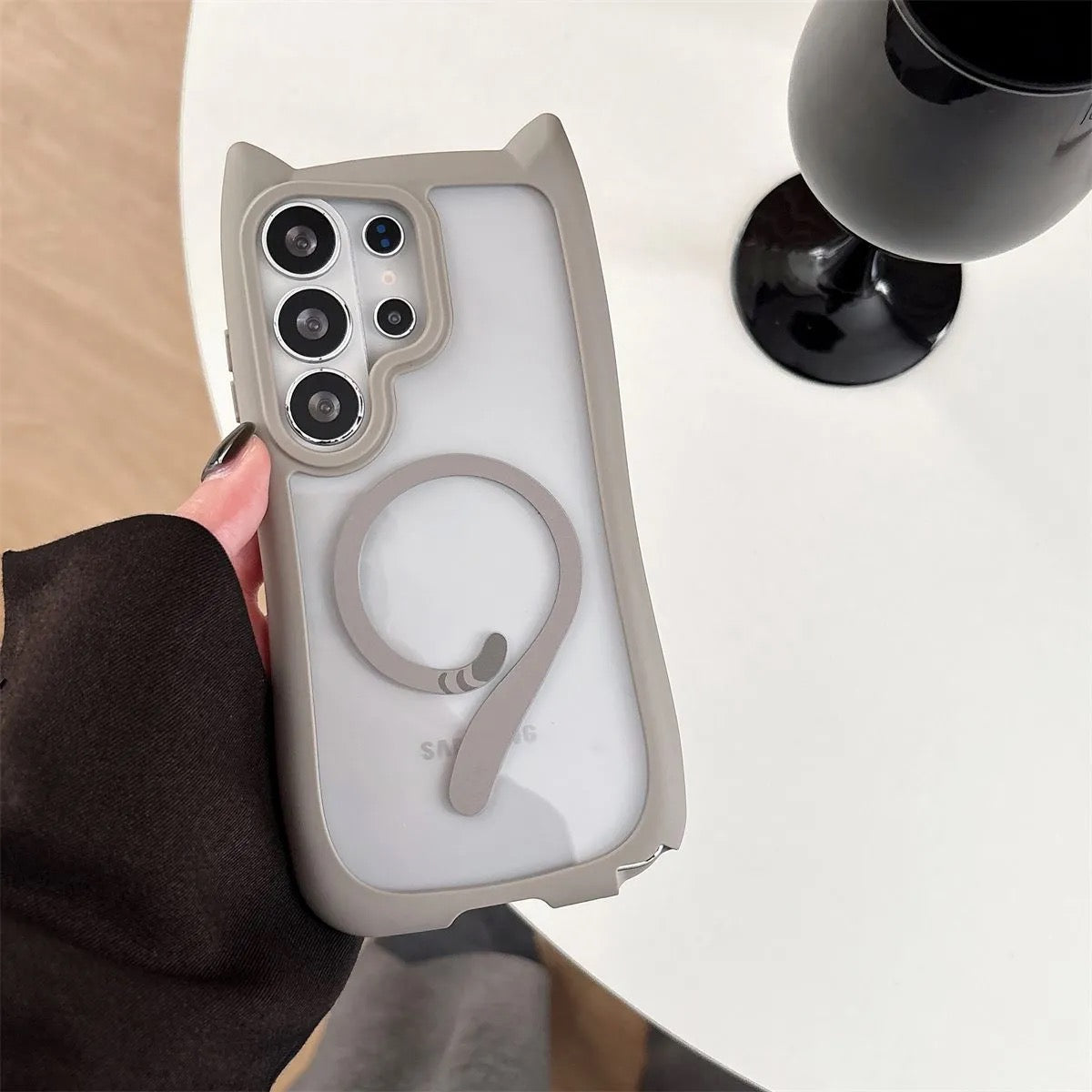 Colorful Border Cat Ear DIY Samsung Clear (MagSafe) Case
