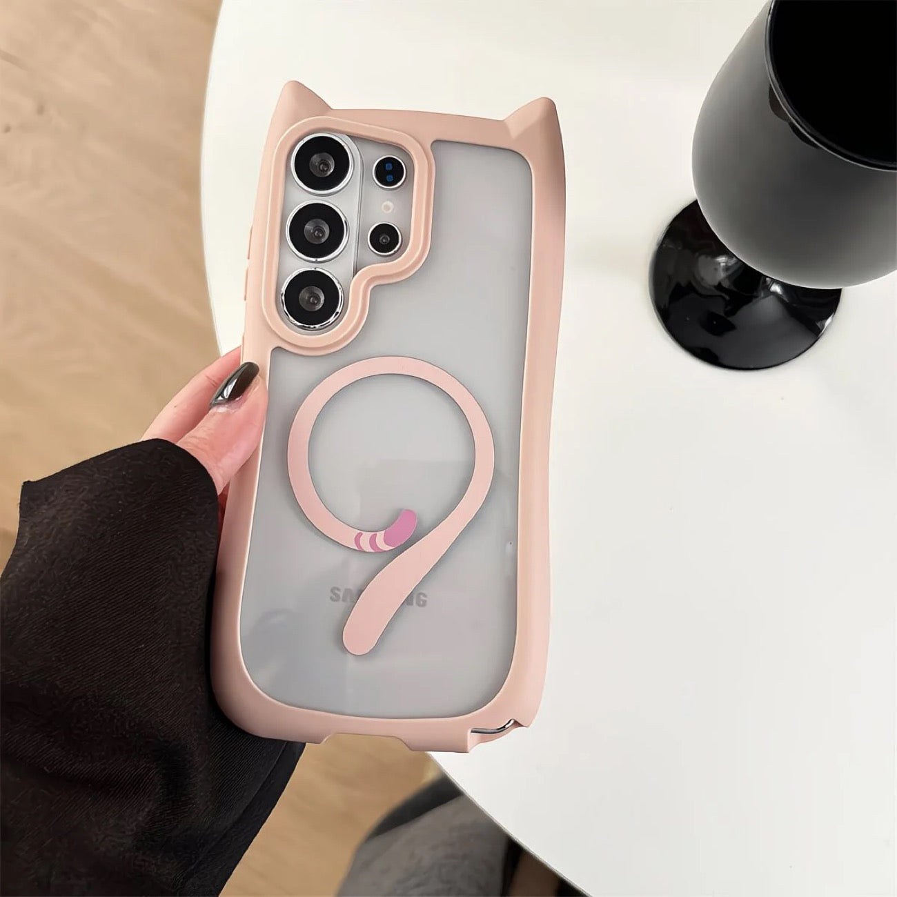Colorful Border Cat Ear DIY Samsung Clear (MagSafe) Case