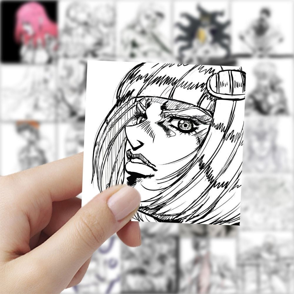 59Pcs Jojo's Bizarre Adventure Black And White Stickers A
