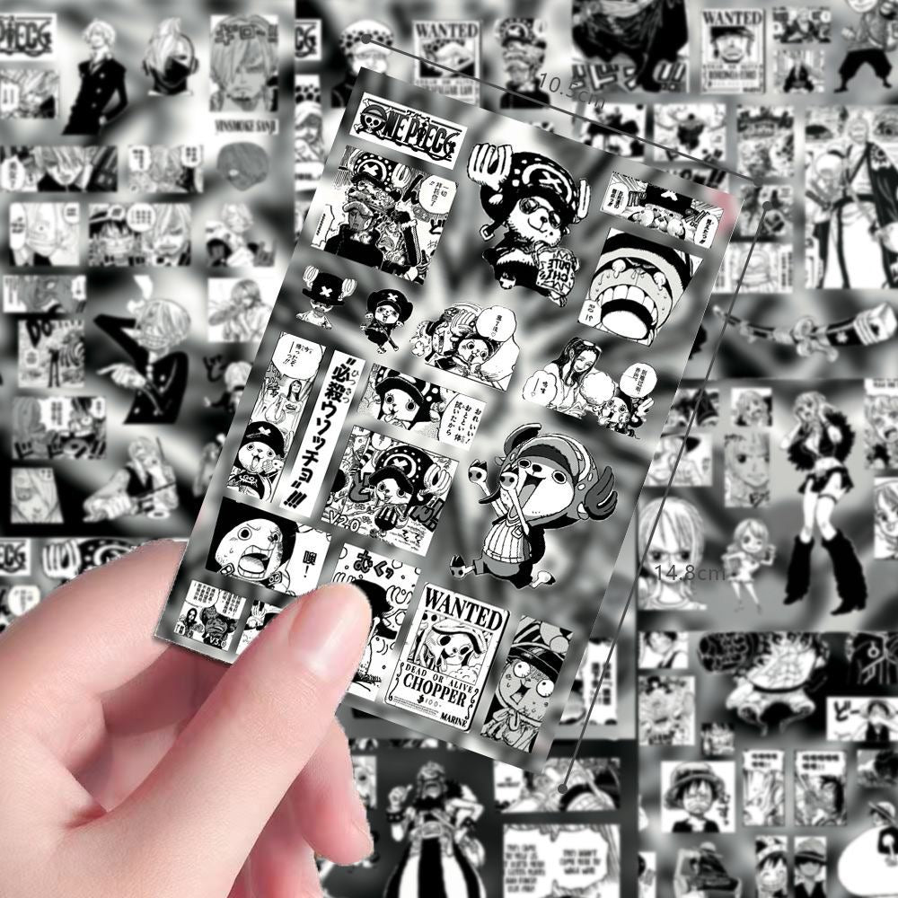 8 Sheets One Piece Black And White Stickers