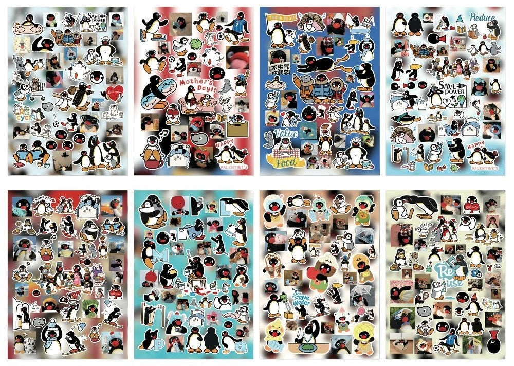 8 Sheets Pingu Stickers