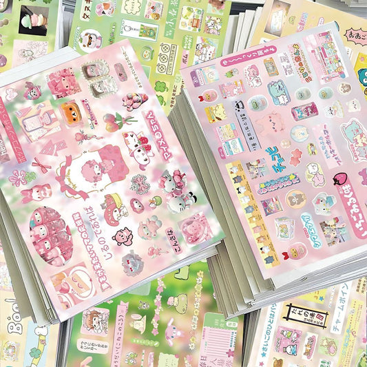 8 Sheets ‌Pink And Green Cuties Stickers