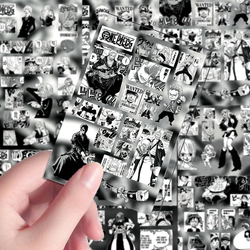 8 Sheets One Piece Black And White Stickers