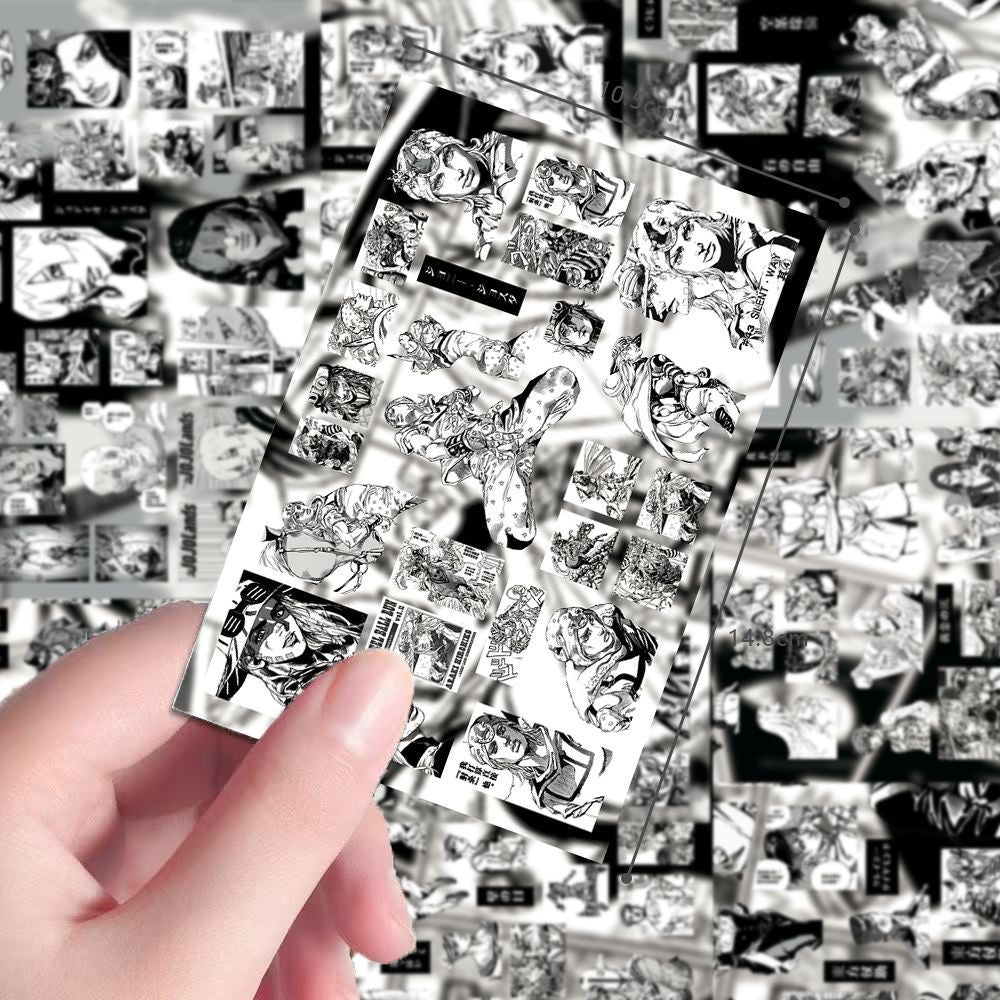 8 Sheets ‌JoJo's Bizarre Adventure Black And White Stickers