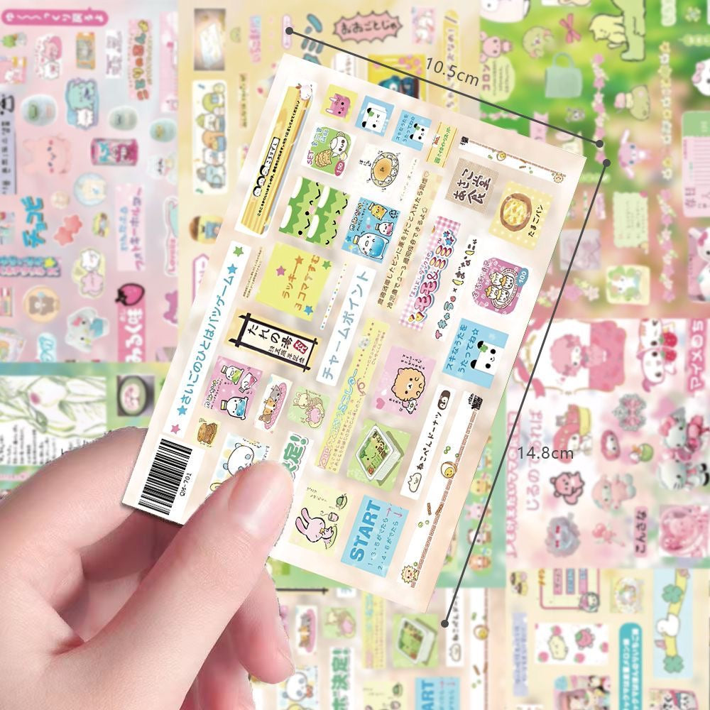 8 Sheets ‌Pink And Green Cuties Stickers