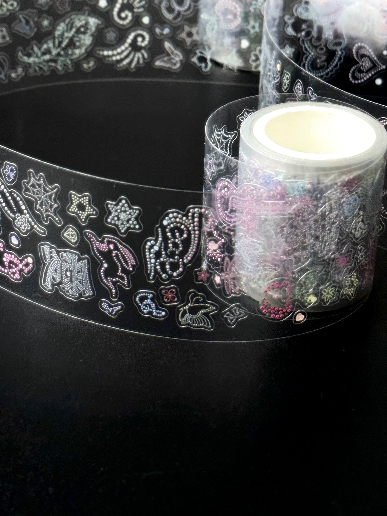 1M Mini Imitation Rhinestone Y2K Millennium Transparent Sticker Roll