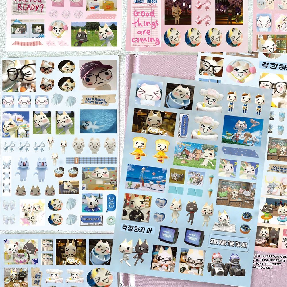 8 Sheets Toro Cat Stickers B