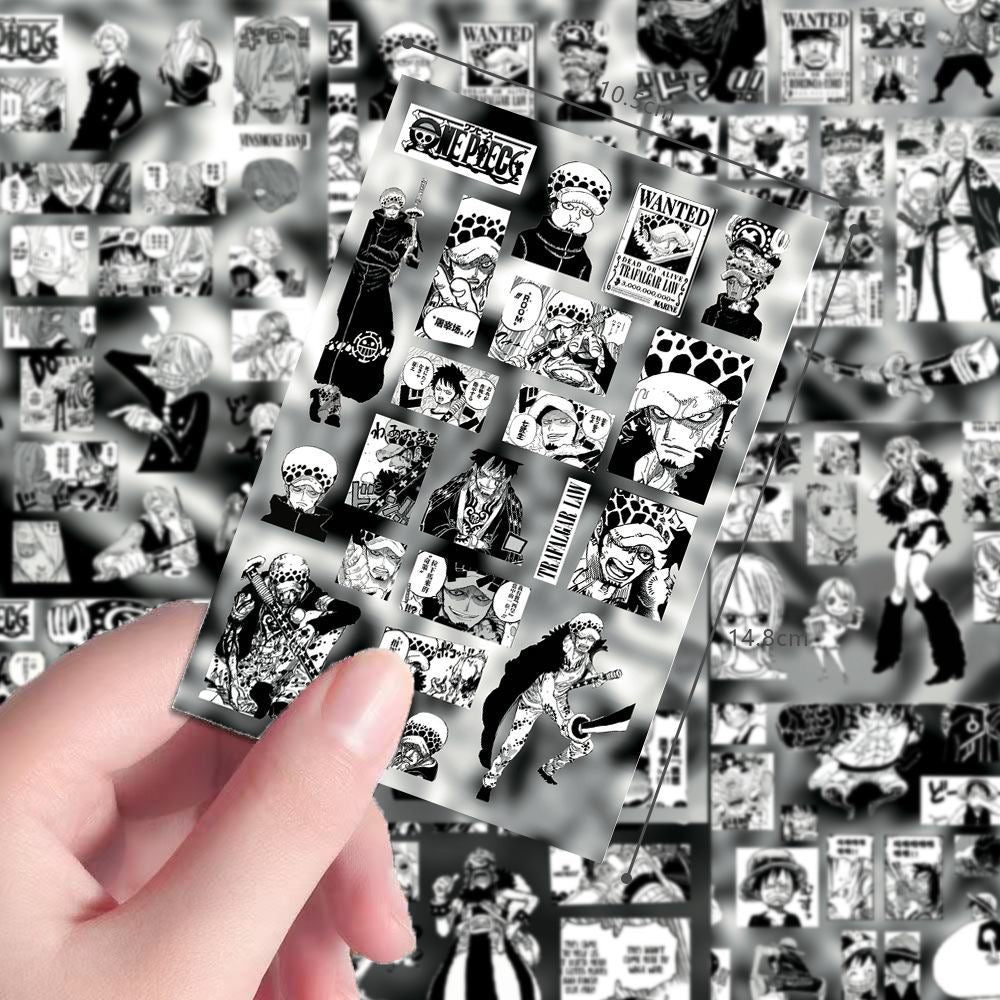 8 Sheets One Piece Black And White Stickers