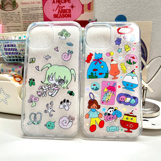 Abstract Simple Retro Pattern Handmade Sticker Phone Case (Resin Ver.)