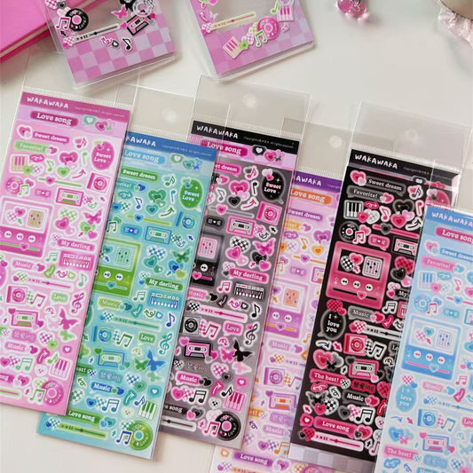 American Retro Small Card Polaroid Decorative Sticker Set of 6