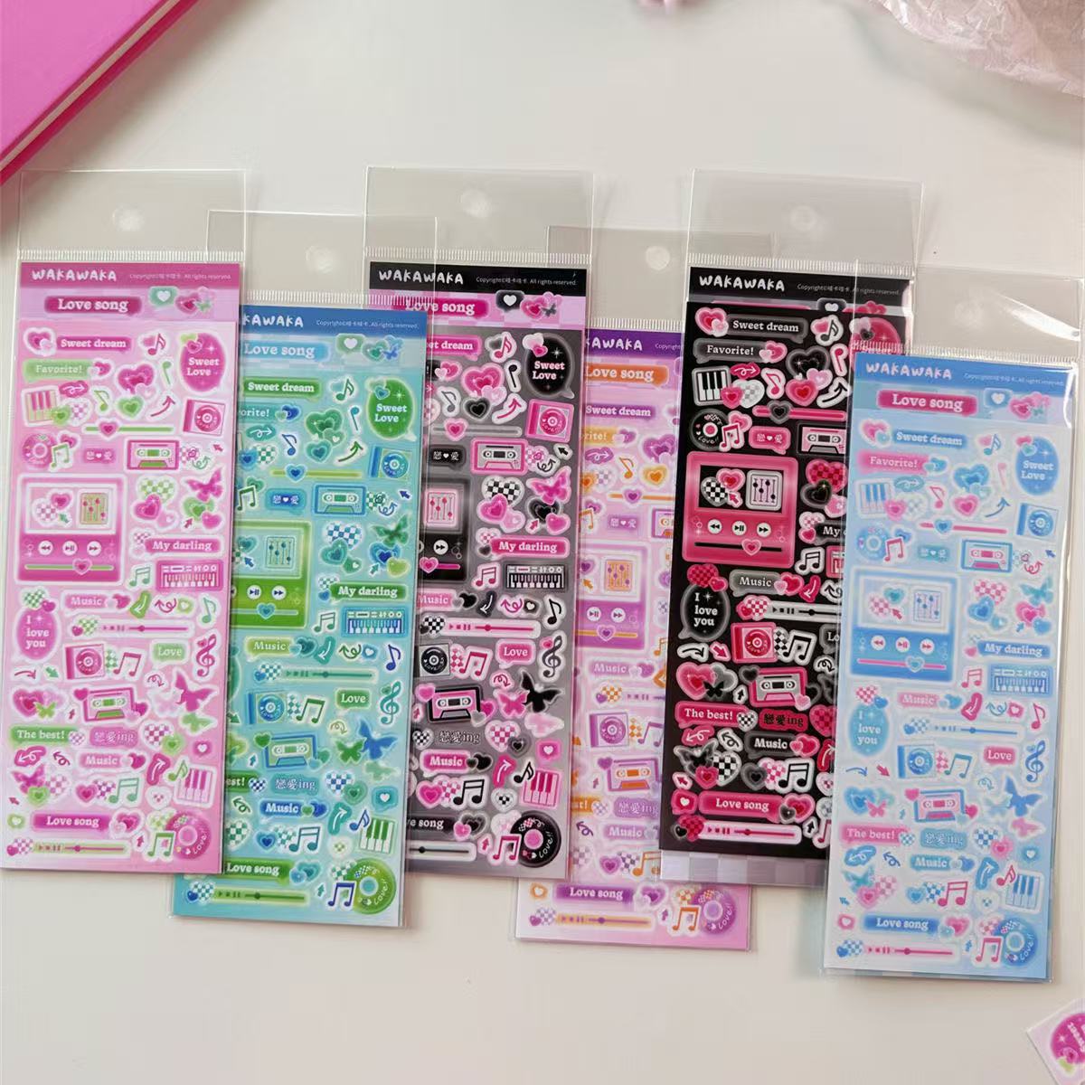 American Retro Small Card Polaroid Decorative Sticker Set of 6