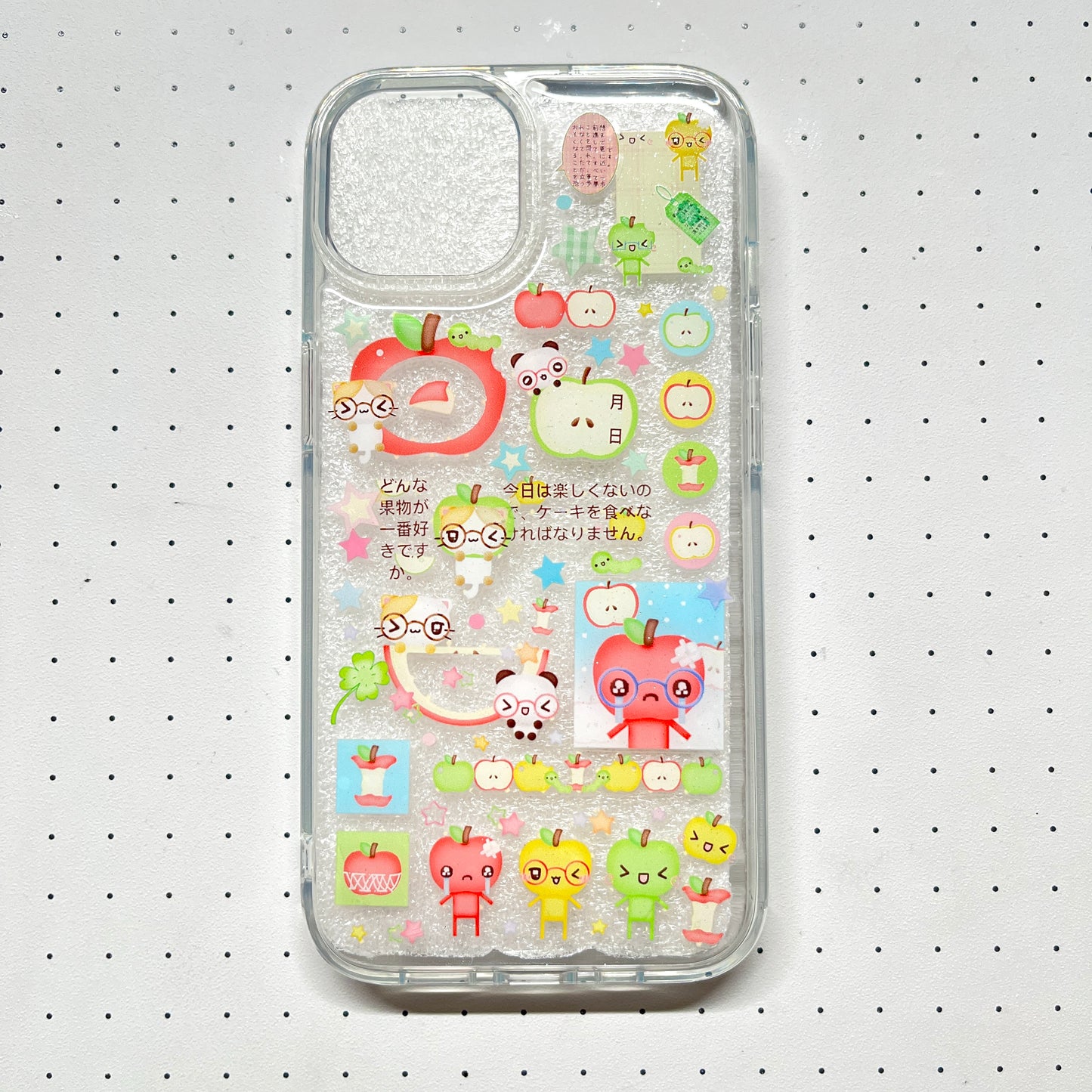 Apple Head Clover Retro Showa Handmade Sticker Phone Case