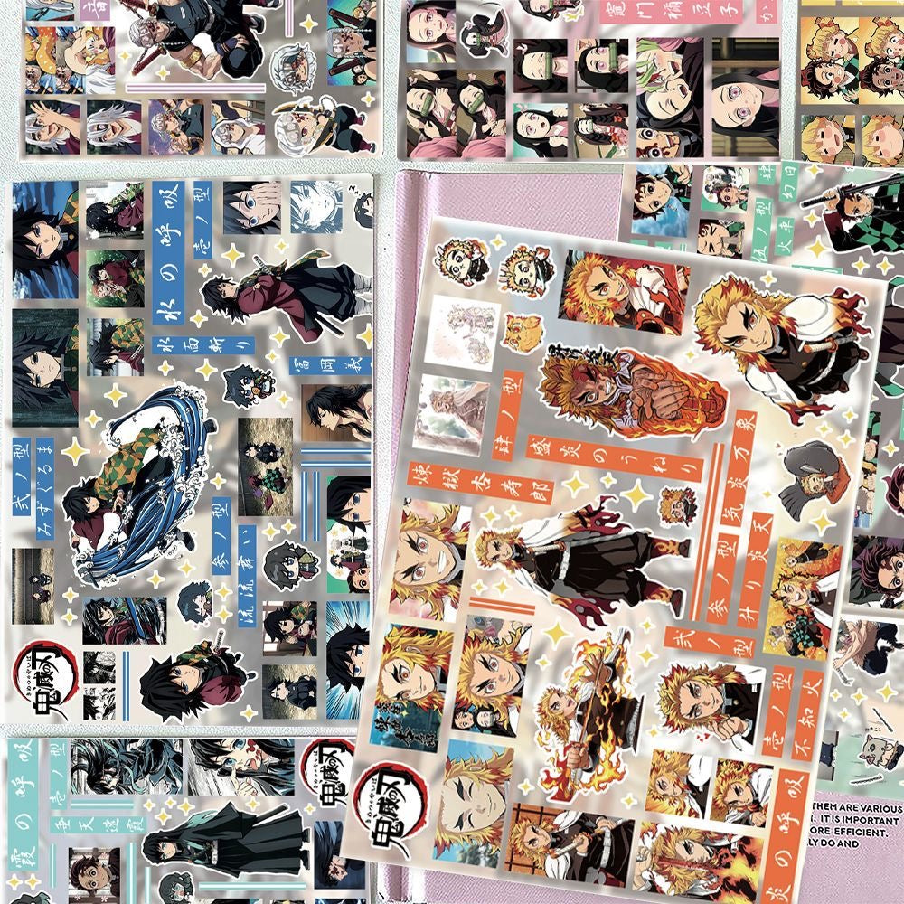 8 Sheets Demon Slayer Stickers A