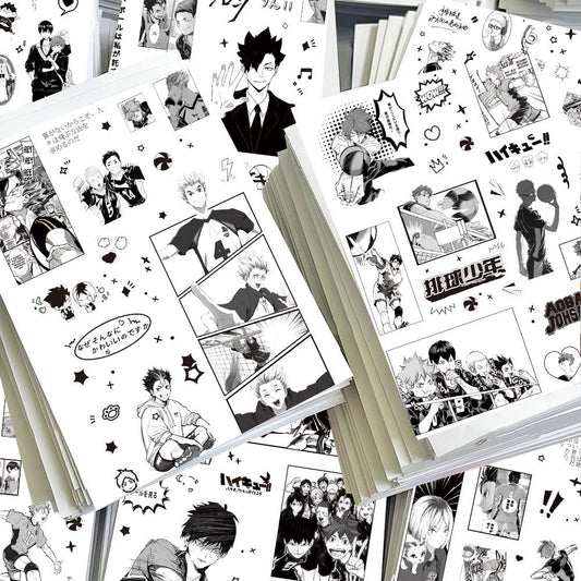 8 Sheets Haikyuu!! Black And White Stickers