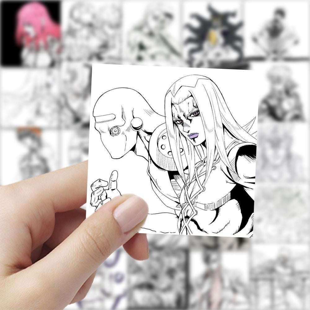 59Pcs Jojo's Bizarre Adventure Black And White Stickers A