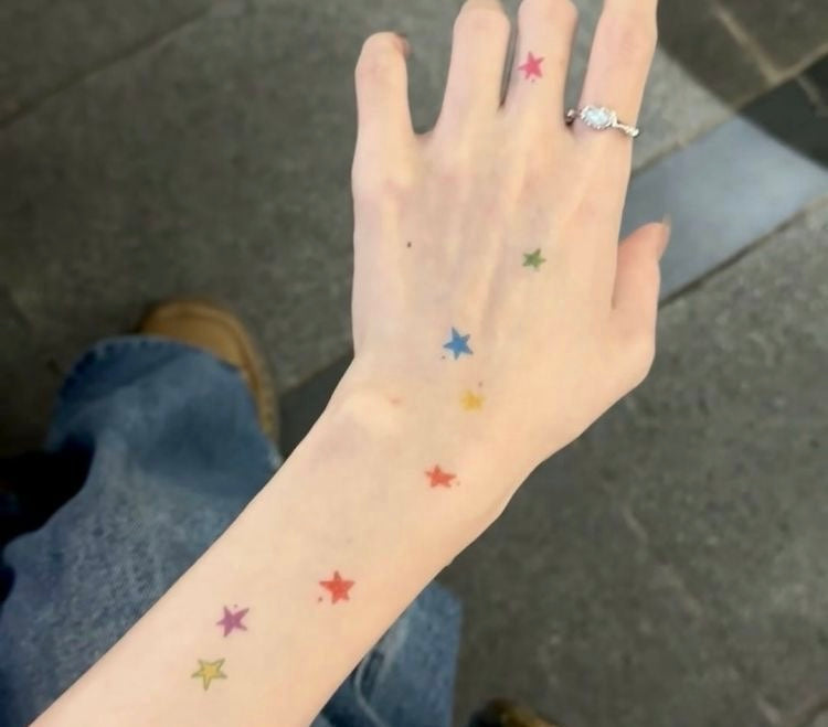 2 Sheets Colorful Star Cute Waterproof Temporary Tattoo Sticker