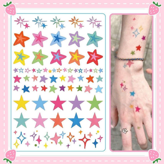 2 Sheets Colorful Star Cute Waterproof Temporary Tattoo Sticker