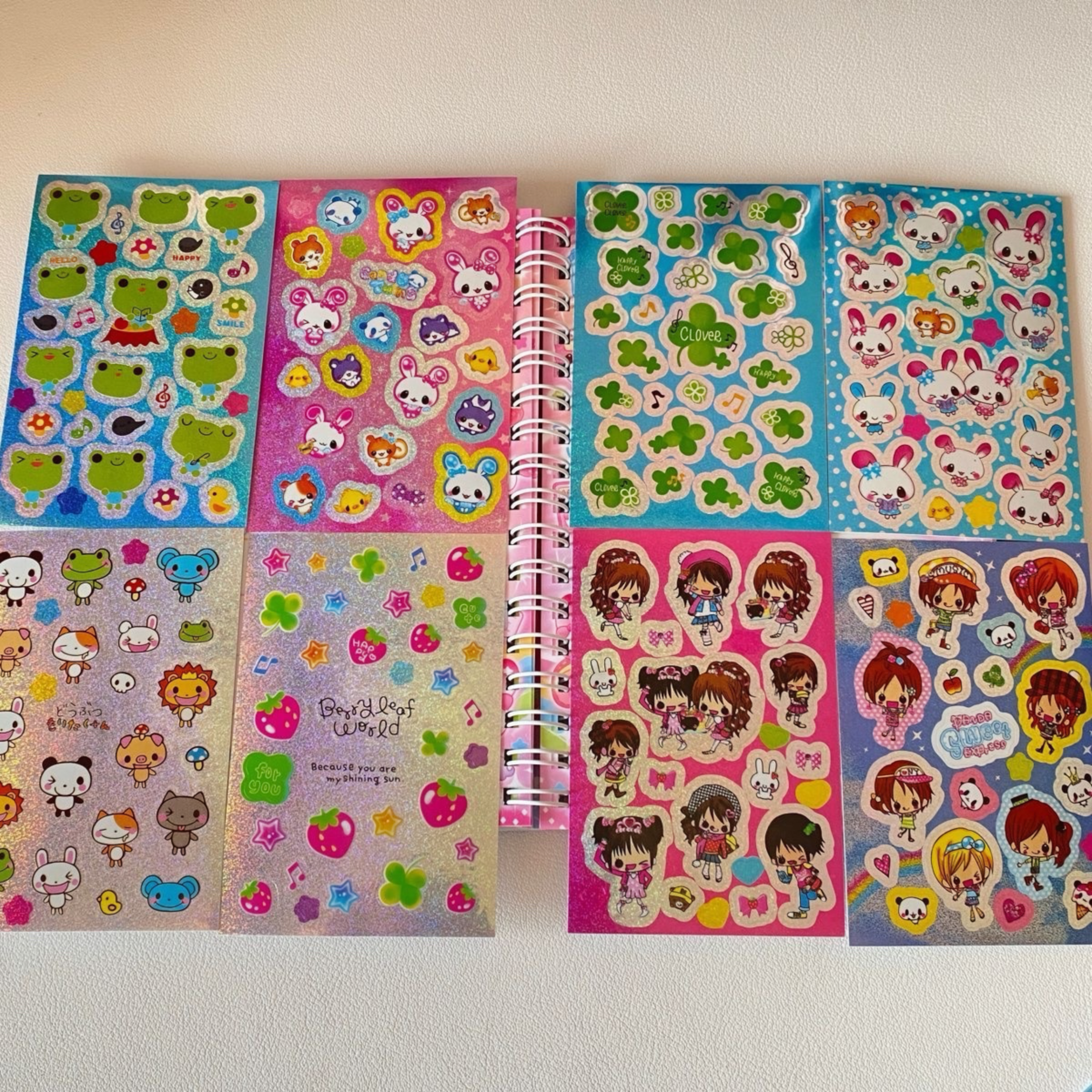 8 Sheets Of Retro-Style Cute Bunny Girl Silver Flash Laser Small Stickers