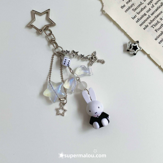 Black And Pink Miffy Keychain Bag Pendant