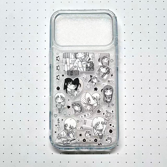 Black And White Schoolmates Handmade Sticker Phone Case (Resin Version)