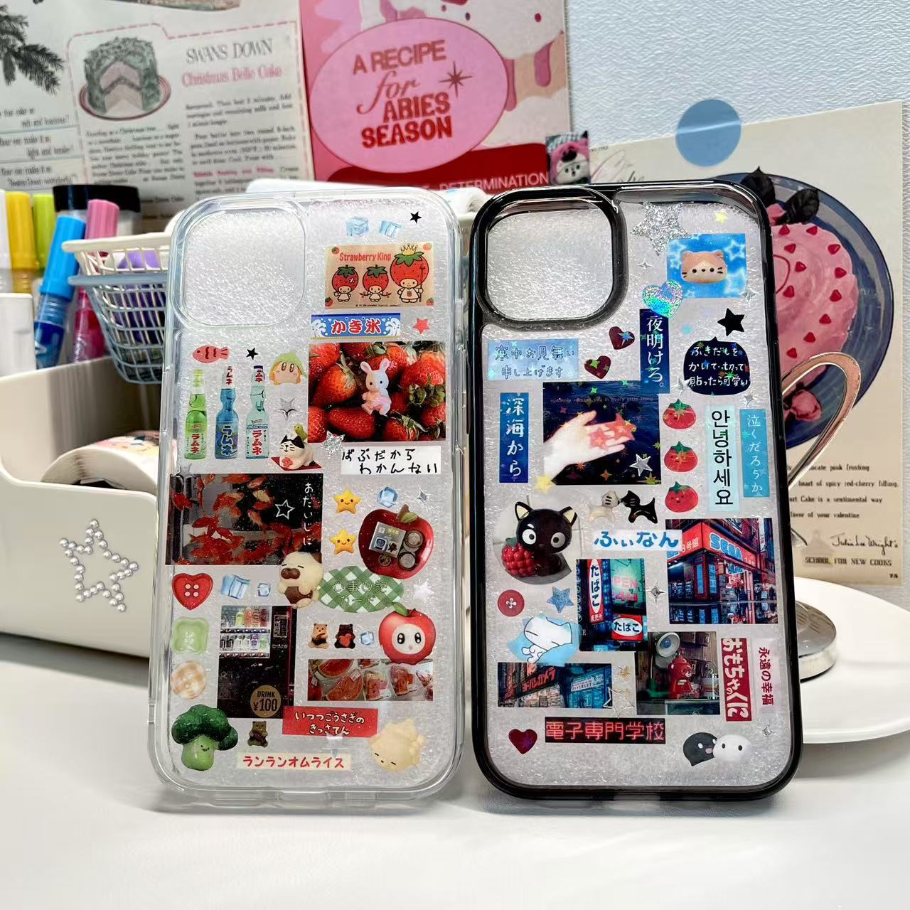 Blue Ocean Strawberry Handmade Sticker Phone Case Samsung Case