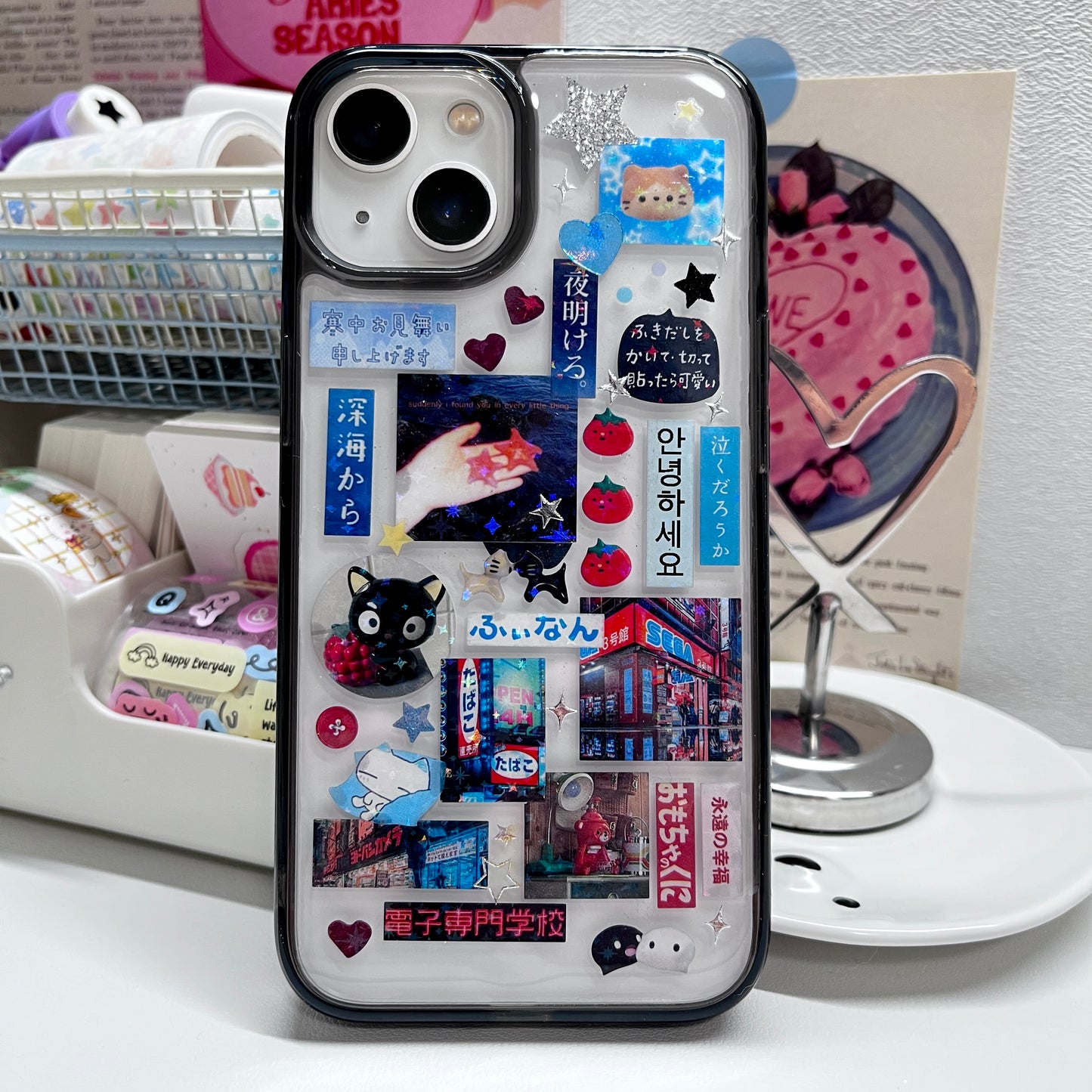 Blue Ocean Strawberry Handmade Sticker Phone Case Samsung Case