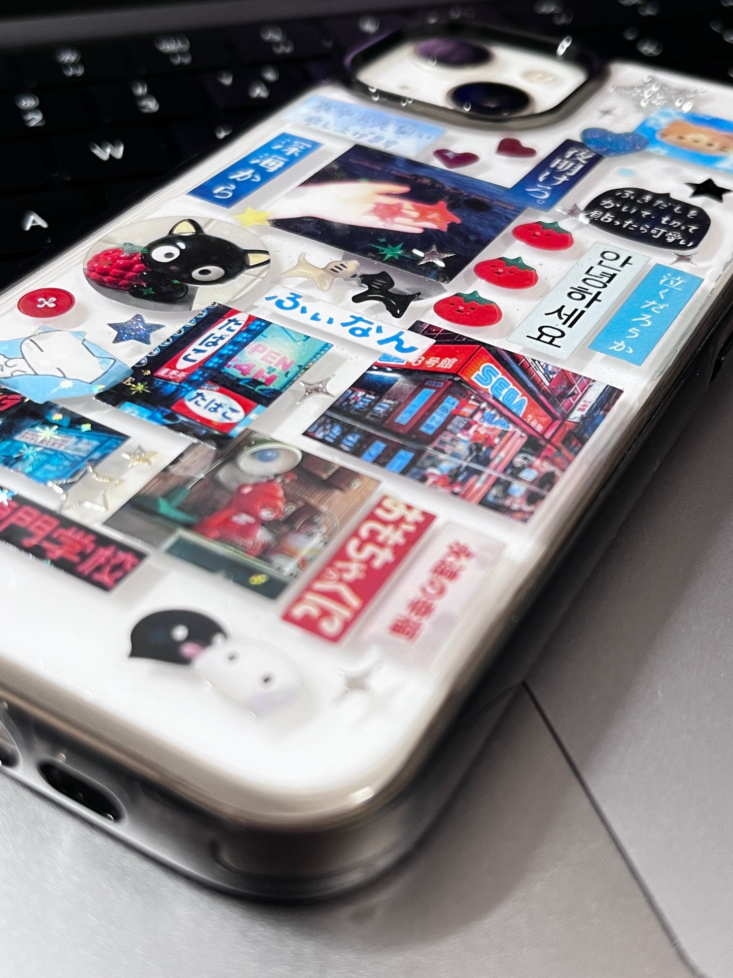 Blue Ocean Strawberry Handmade Sticker Phone Case Samsung Case