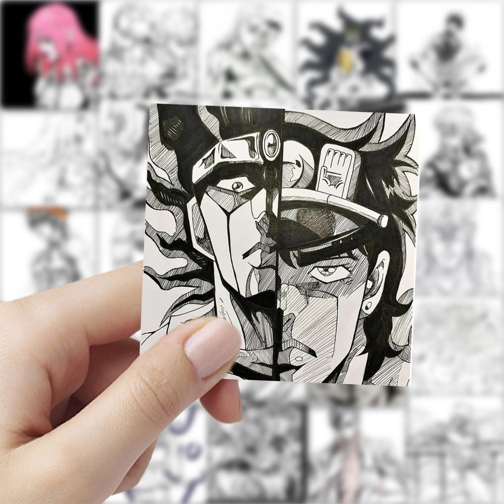 59Pcs Jojo's Bizarre Adventure Black And White Stickers A