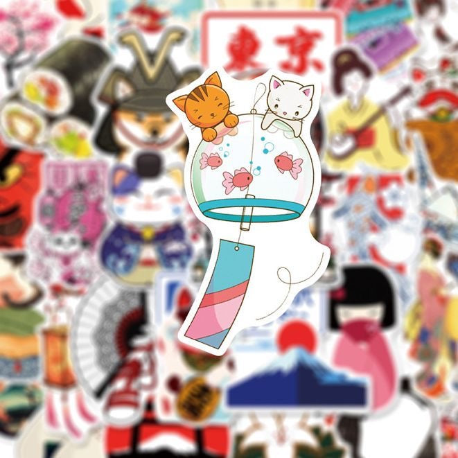 55Pcs Showa Retro DIY Waterproof Stickers