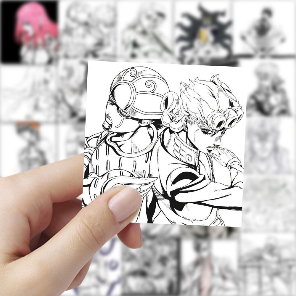 59Pcs Jojo's Bizarre Adventure Black And White Stickers A
