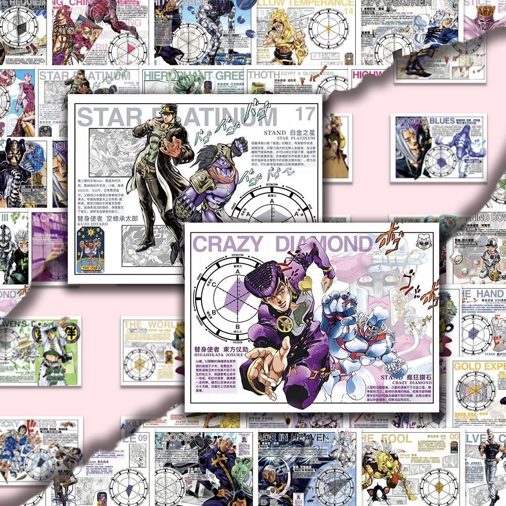 48Pcs Jojo Stand Encyclopedia Stickers