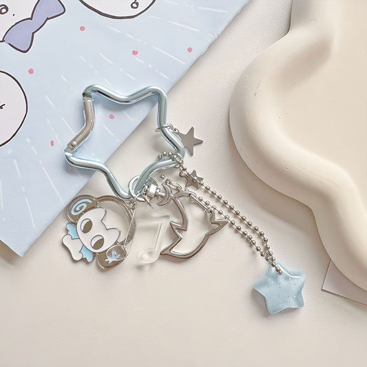 Cat with Headphones Keychain Necklace Phone Chain