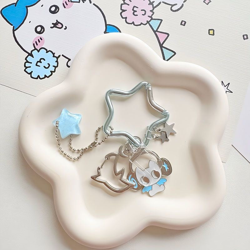 Cat with Headphones Keychain Necklace Phone Chain