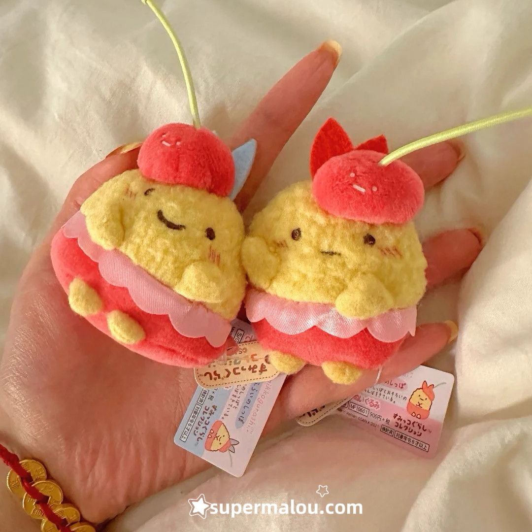 Sumikko Gurashi Cherry Fried Shrimp Fried Fish Tail Plush Pendant