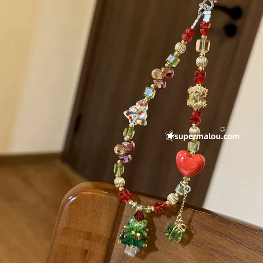 Christmas Tree Sparkling Glass Mobile Phone Chain